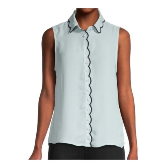 Laundry by Shelli Segal Sleeveless Scalloped Blouse Mint‎ M - Picture 1 of 5